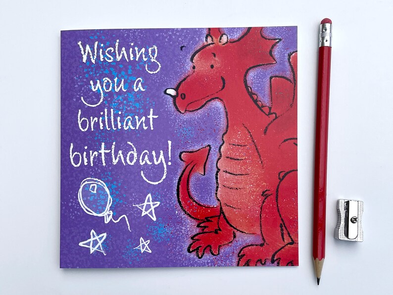 Dragon Birthday Card. A Cute Friendly Drawn Greetings Card. Etsy