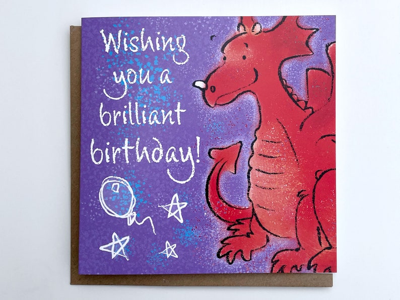 Dragon Birthday Card. A Cute Friendly Drawn Greetings Card. Etsy