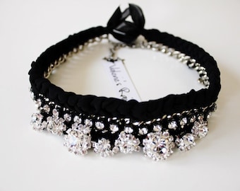 Handmade Rhinestone Chiffon Braided Necklace