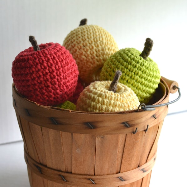 Baby & Toddler Toy Apples, Set of 6 Fall Handmade Preschool Toys, Home Table Display or Play
