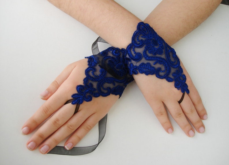 Blue lace gloves navy blue gloves blue wedding gloves lace Etsy