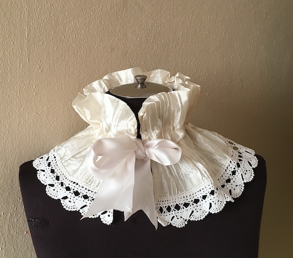 Ivory Victorian Style Silk Collar High Neck Edwardian Ruffle - Etsy
