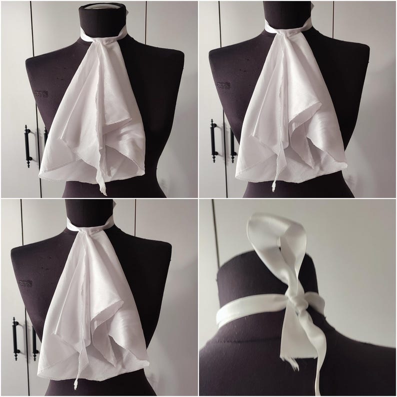 White Ruffle Jabot White Jabot Ruffle Collar, Ruffle Neck Pice Medieval Costume Accessory ...