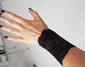 Black Lace Bracelet, Lace Arm Band Tattoo Cover Up Lace Wrist Bracelet wrist cuffs Stretch lace bracelet wristlet