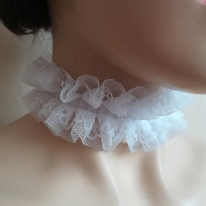 White ruffle collar lace choker, Vicrorian style pink, skin color, ivory black ruff collars