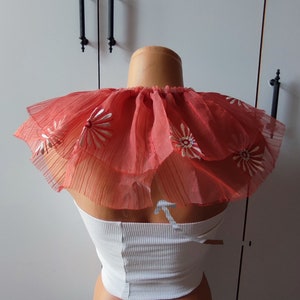 Faux Col Victorien à Volants En Maille Tulle - Noir, Ajustable Avec Ruban - Pour Cosplay, Déguisement Clown, Tenue Gothique Ou Style Rétro