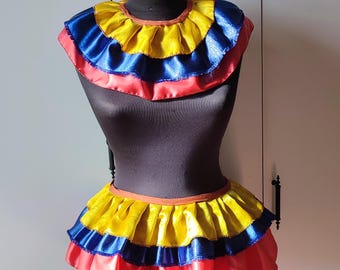 Colorful clown collar and belt skirt set for women festival accessory