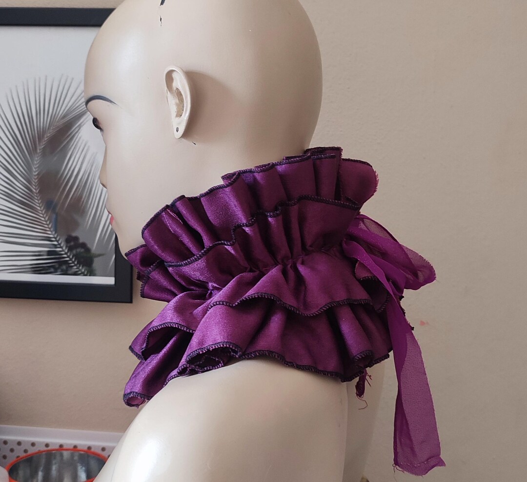Purple Ruffle Collar Fabric Victorian Syle High Neck Detachable Winter ...
