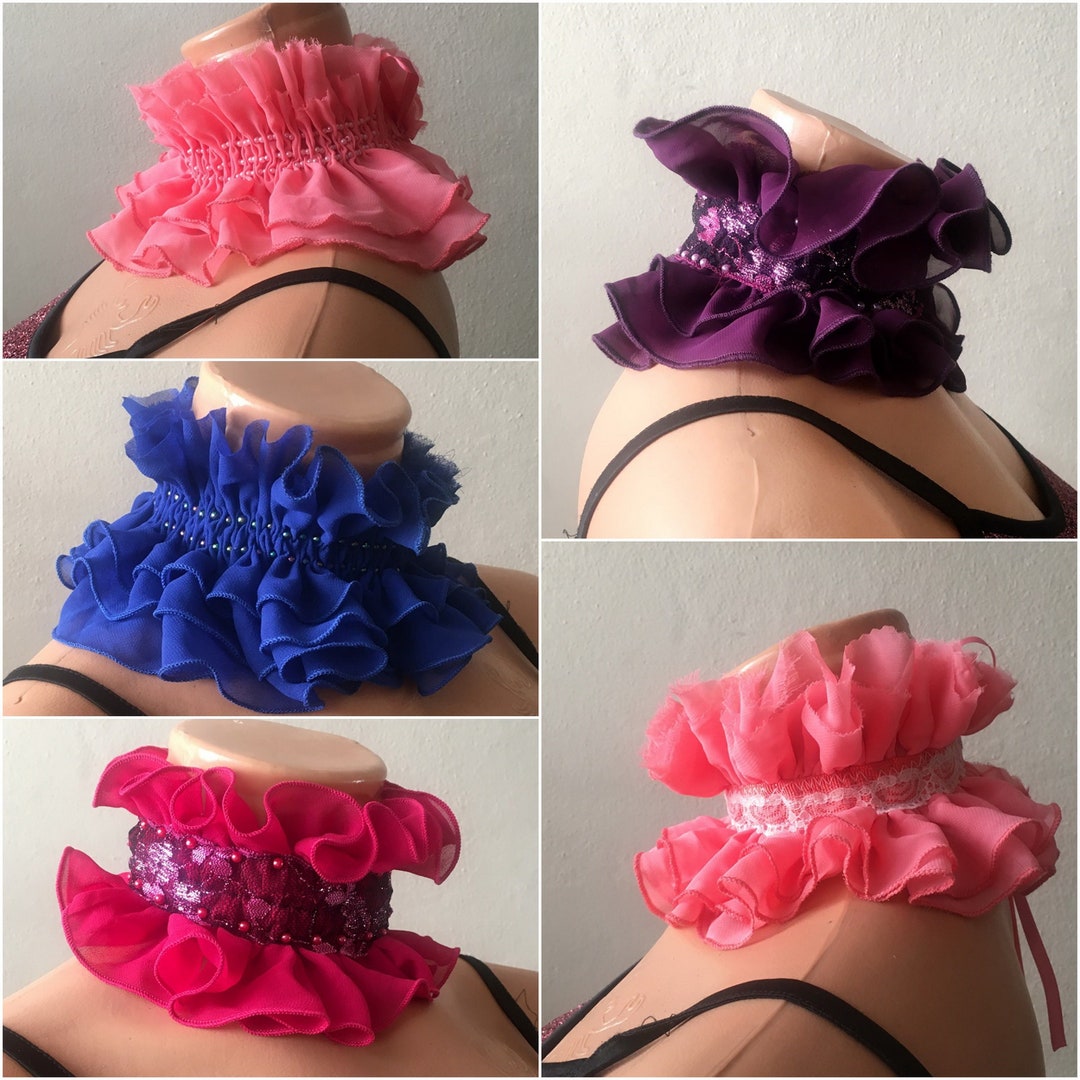 Ruffle Collar Chiffon Victorian Inspired High Neck Detachable Frilly ...