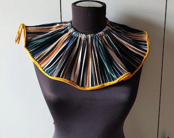 Removable pierrot collar elastic neck circle ruff, elastic circus collar rainbow, black and white