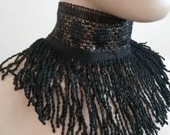 Black choker necklace lace collar fringe jewelry tassel black lace choker gothic ruffle collar