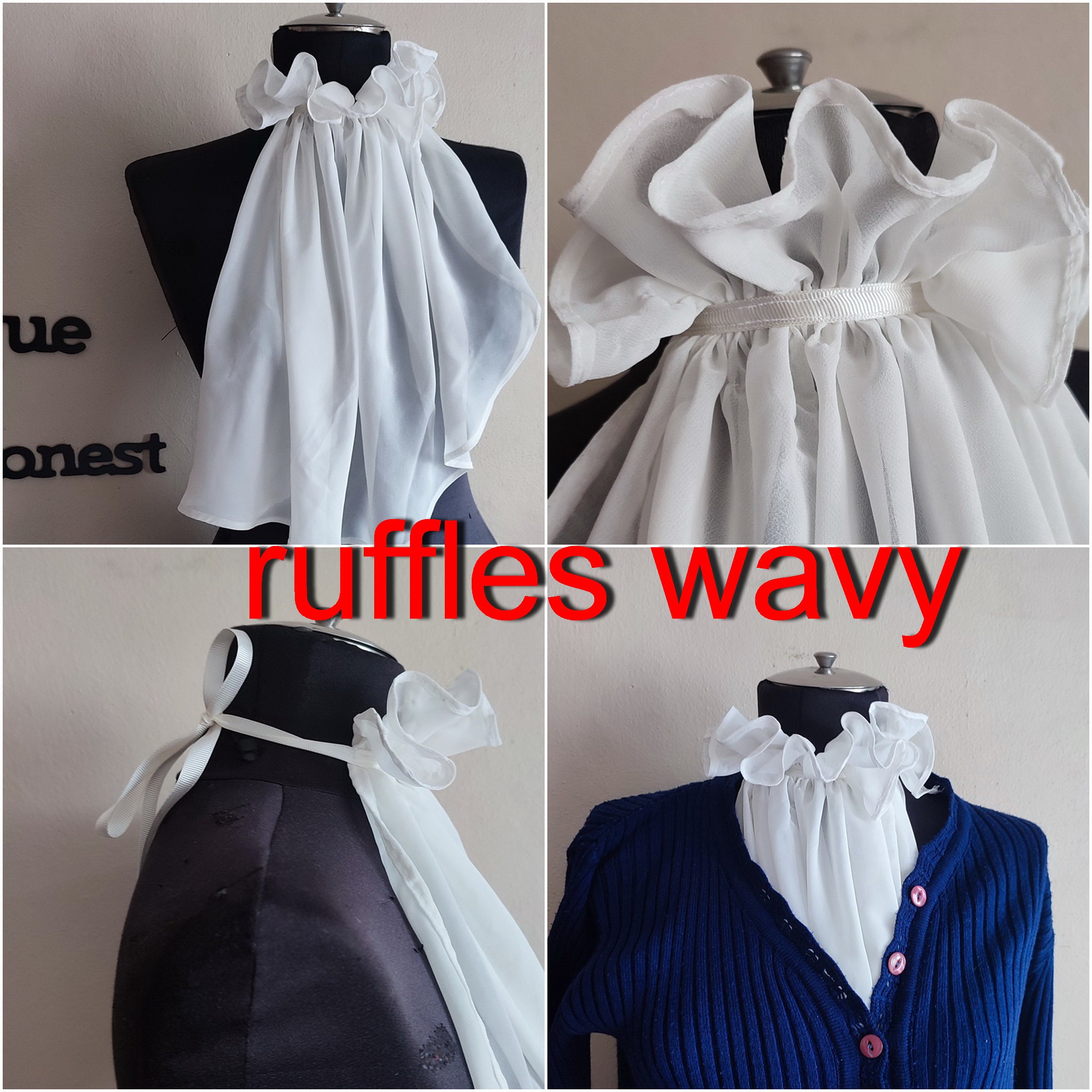 White Ruffle Jabot Jabot Ruffle Collar White Ruffle Neck Pice Medieval Costume Jabot ...