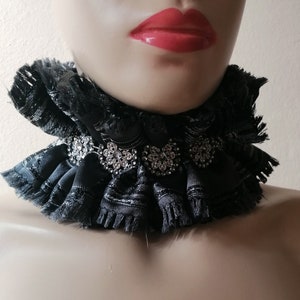 Collier gothique victorien noir et gris à col haut et corset à la mode de style baroque image 2