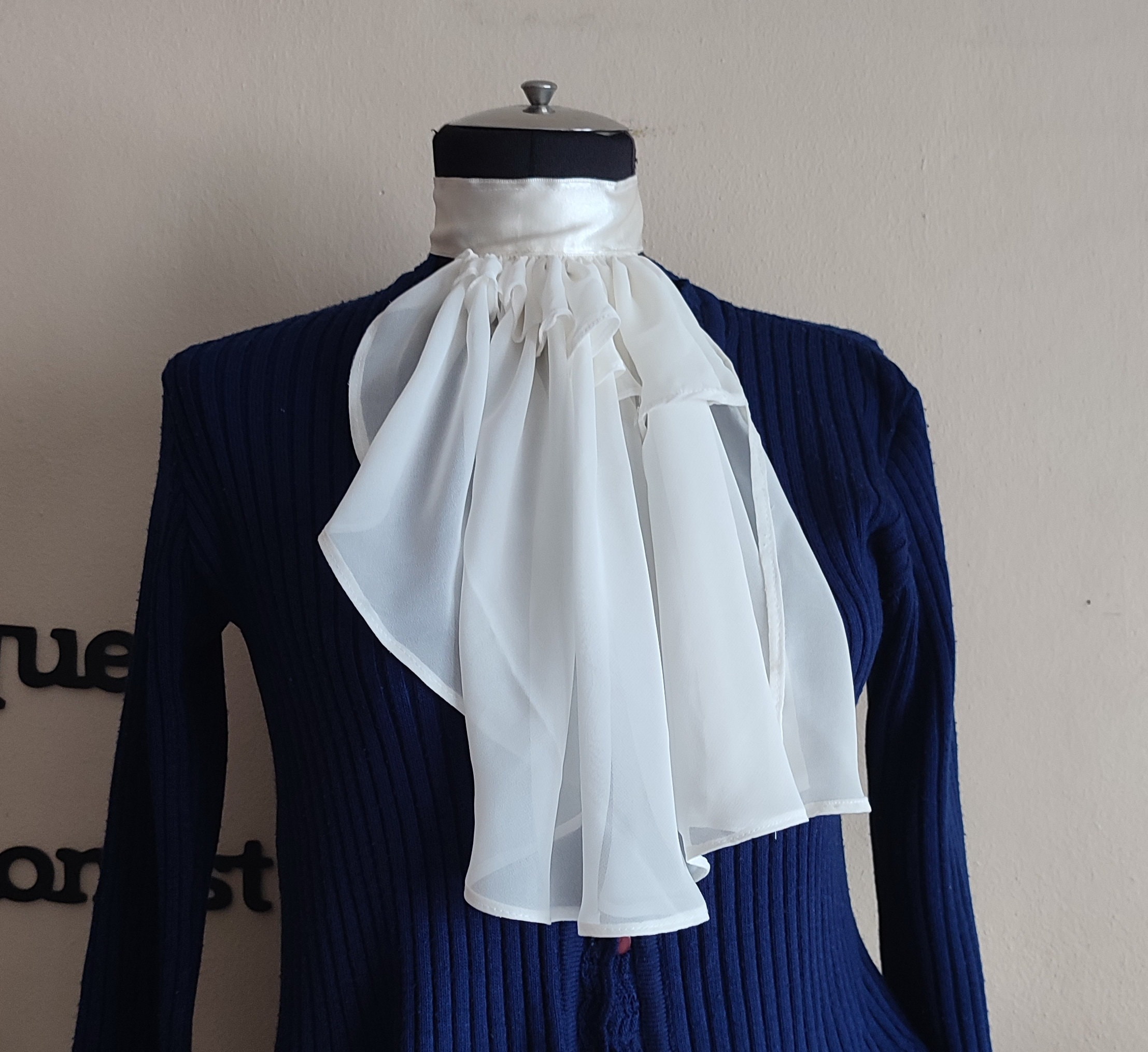 White Ruffle Jabot Jabot Ruffle Collar White Ruffle Neck Pice Medieval Costume Jabot ...