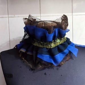 Layered Rüschen Festival Tüll Clown Kragen Ruff, Blau Grün Schwarz Braun Stoff Hoher Neckwear
