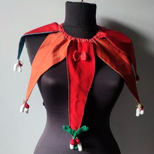 Collier de clown de Noël, collier de bouffon pointu, tour de cou avec noyau de clown