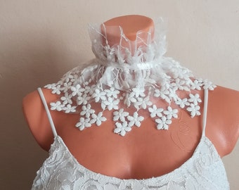 White Lace Floral Collar Wedding Bridal Choker Lace Necklace