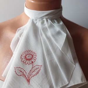 White jabot ruffle collar white ruffle neck piece jabot renaissance cravat collor type jabot ruff cravat with dandelion flower