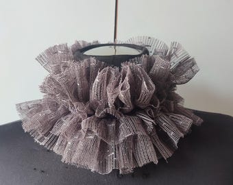Plum ruffled collar, lavender purple neck ruffle, pinks beige clown collar Neck frills