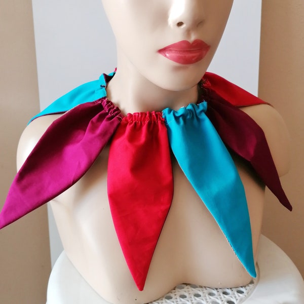 Multicolored jester collar pierrot neck Harlequin collar homemade