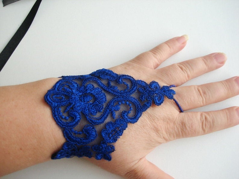 Blue lace gloves navy blue gloves blue wedding gloves lace Etsy