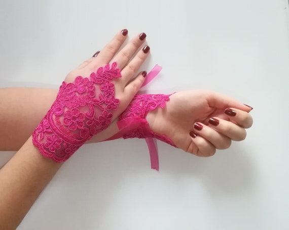 Pink cheap wedding gloves