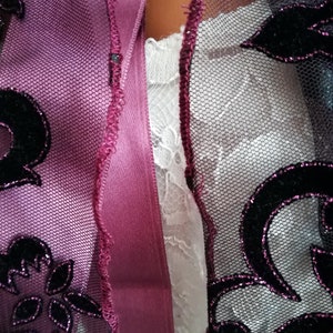 Purple and Black Sheer Lace Cape Short Wedding Capelet shoulder cover image 3