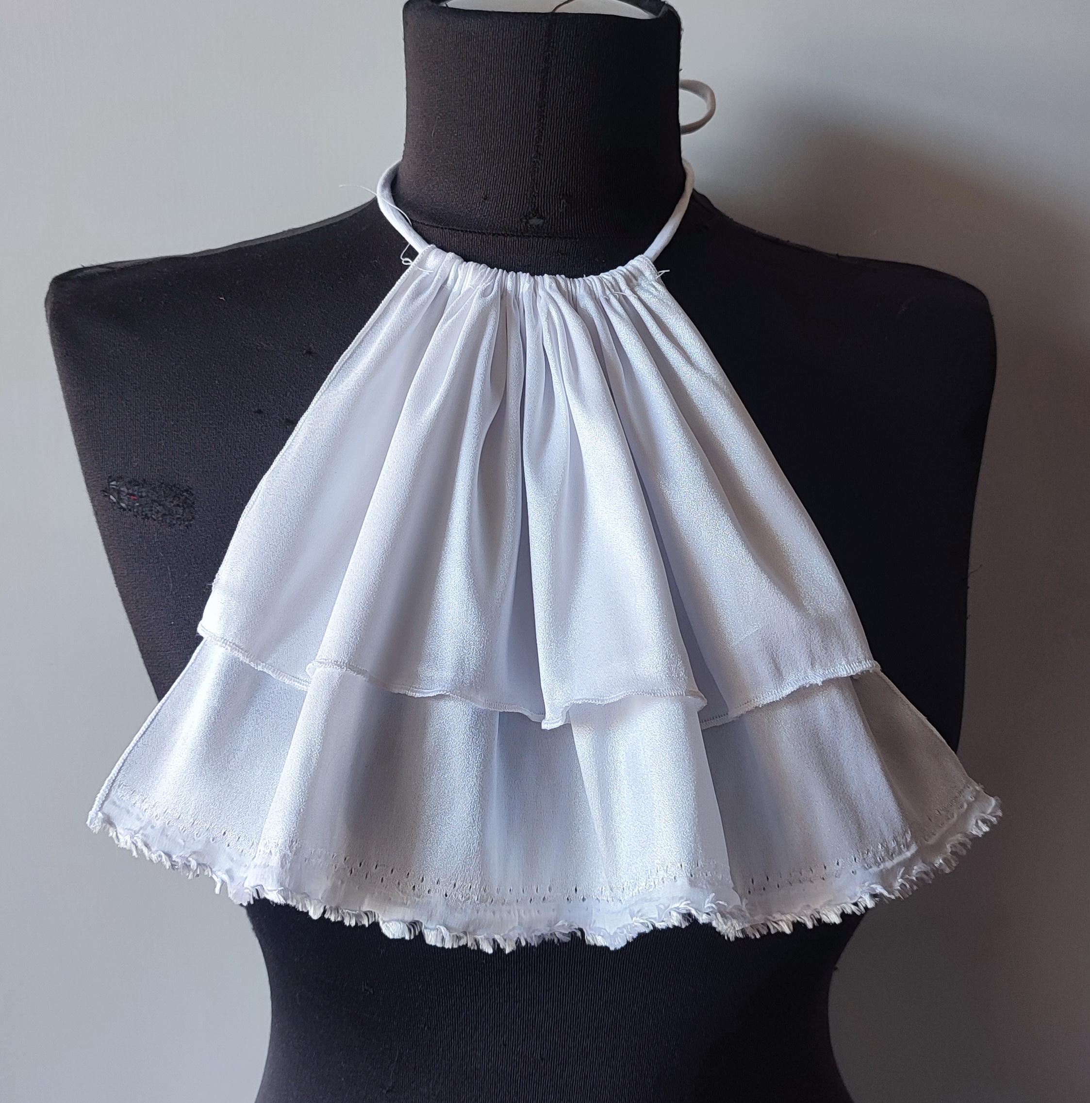White Ruffle Jabot White Ruffle Collar Jabot Neck Tie Cravat, Ruffle Jabot Necktie - Etsy