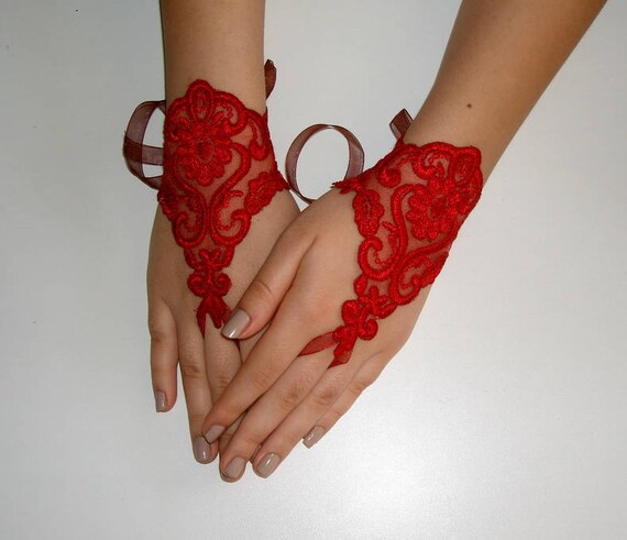 long red lace gloves