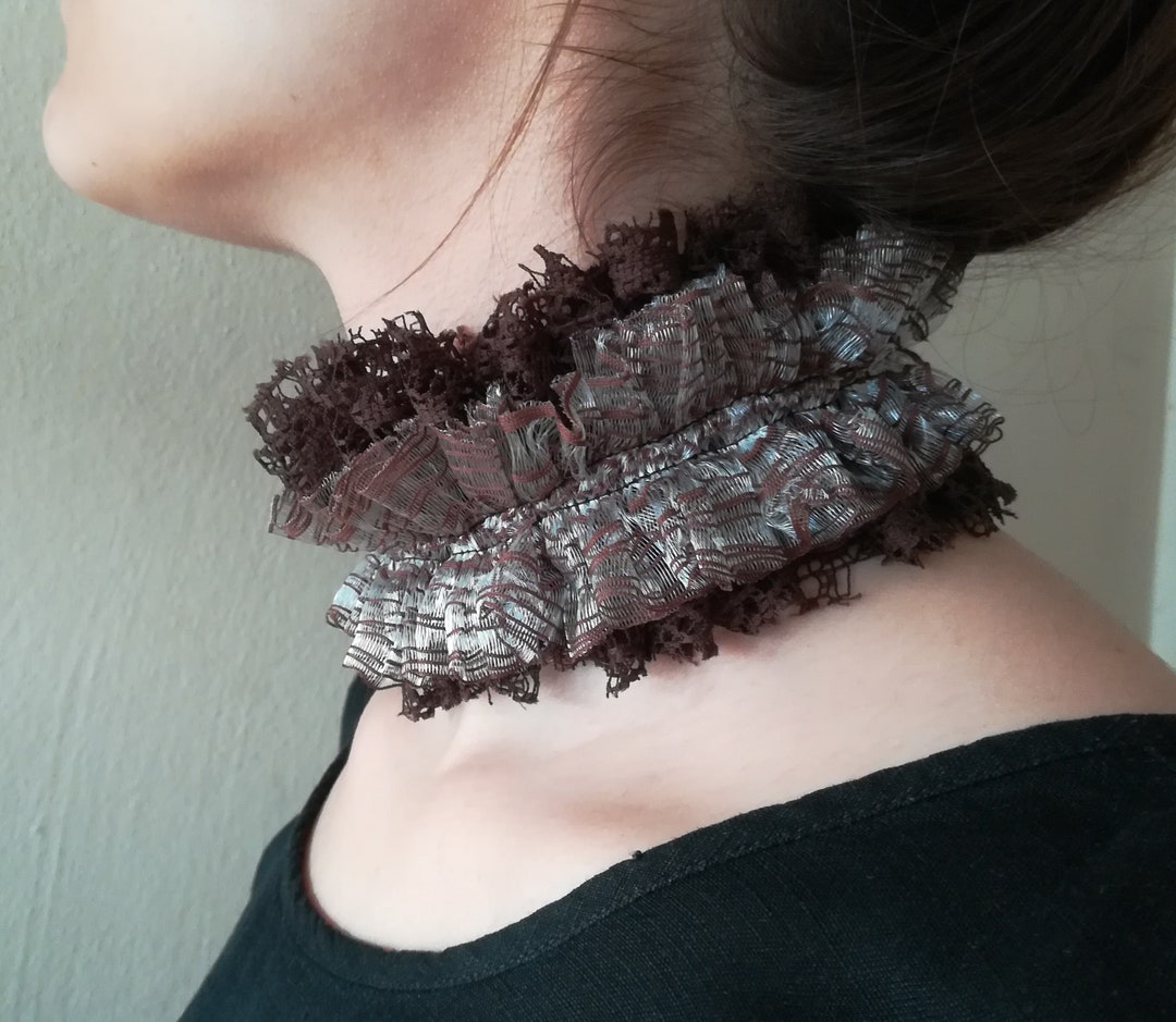 Boho Lace Ruffled Choker Brown Lace Rococo Collar - Etsy