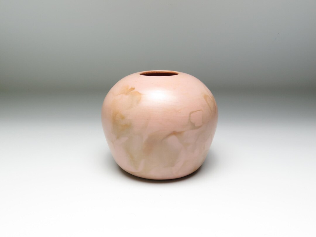 Small Round Ceramic Vase: Wheel Thrown Earthenware Pottery With Coral ...