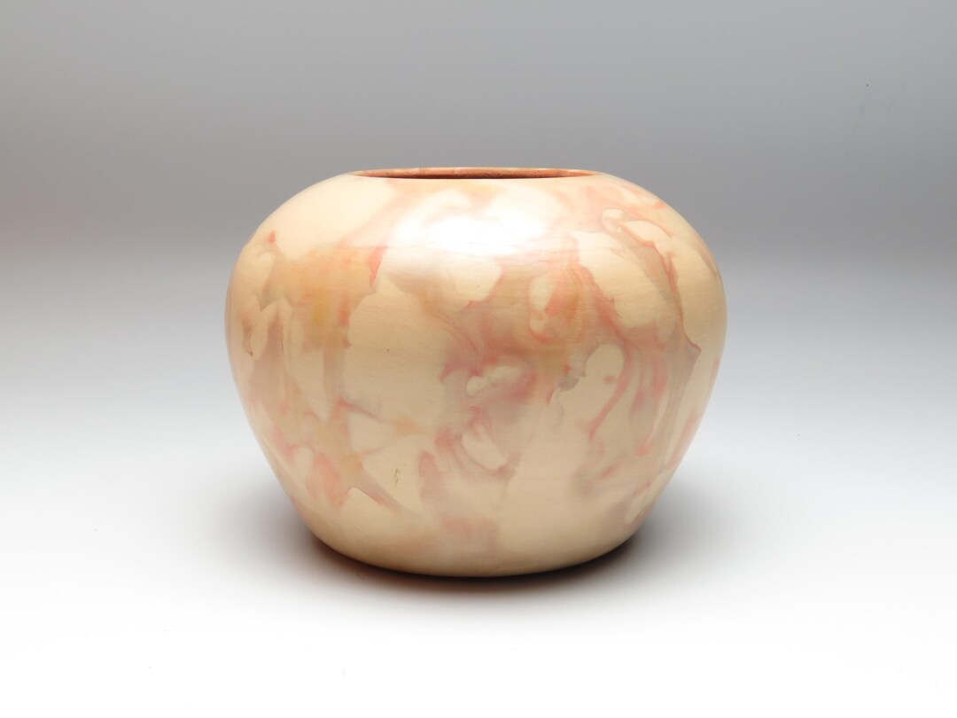 Small Round Ceramic Vase: Wheel Thrown Earthenware Pottery With Ivory ...