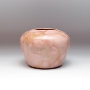 Small Ceramic Vase: Wheel Thrown Earthenware Pottery with Coral Terra Sigillata, Blue-to-Red Fire Cloud Effect