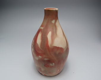 Ceramic Vase - White Terra Sigillata with Blue-to-Red Cloud Effect | Wheel Thrown Earthenware Pottery