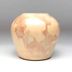 Small Ceramic Vase: Wheel Thrown Earthenware Pottery with Ivory Rutile Terra Sigillata, Blue-to-Red Fire Cloud Effect