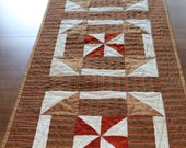 Fall Quilted Table Runner, Table Runner Quilt Fall, Brown Orange Table Runner, Patchwork Fall Table Runner, Fall Decor, Pinwheel Blocks