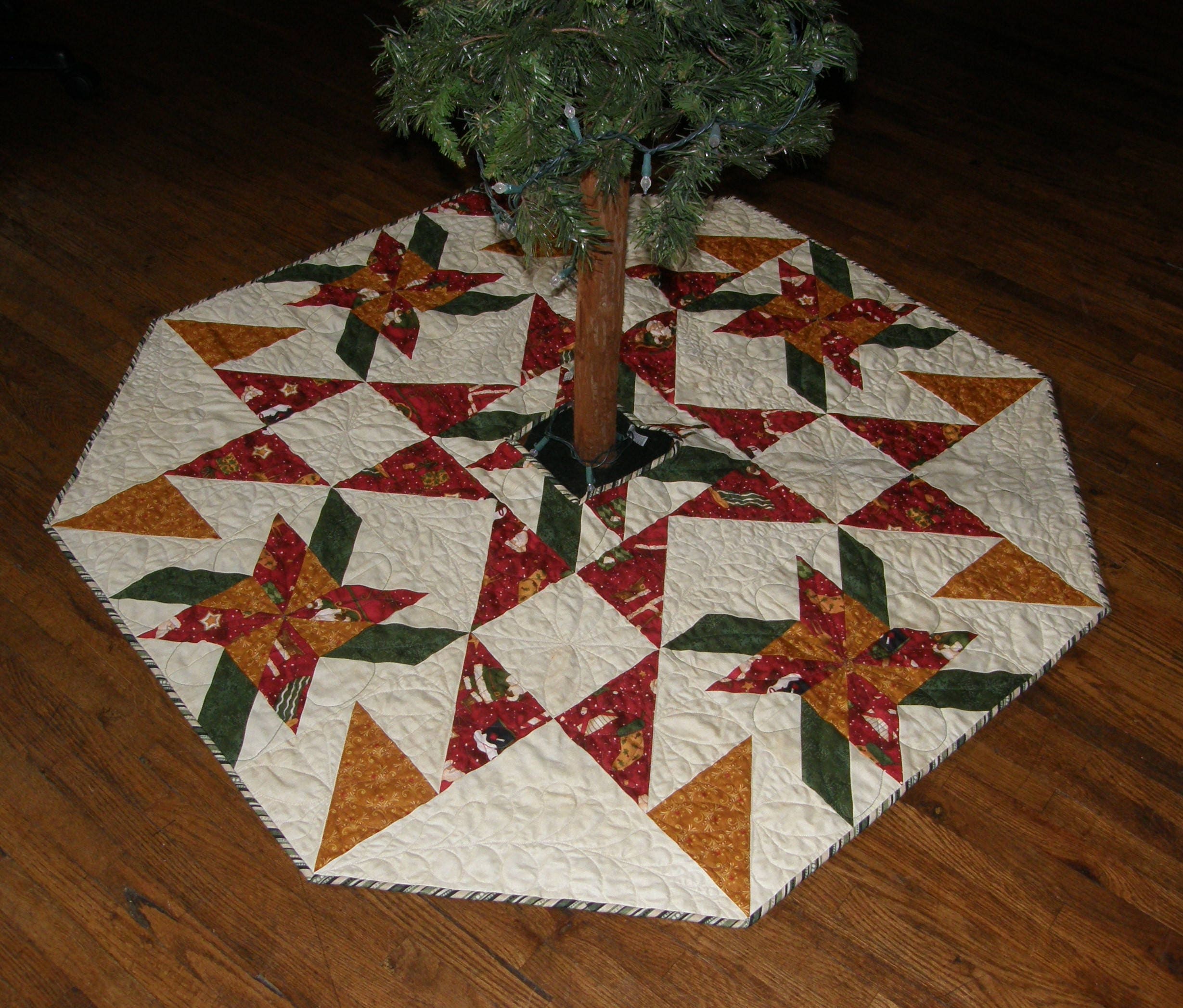 Quilted Christmas Tree Skirt Christmas Tree Skirt Quilt Etsy
