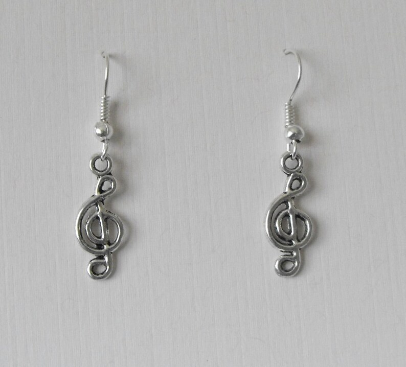 Music Note Earrings Musical Dainty Silver Earrings Music Etsy