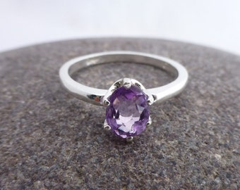 Faceted Amethyst and Sterling Silver Ring