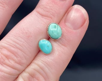 Turquoise Stud Earrings: Arizona Turquoise, December Birthstone