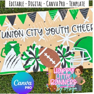 Modello di striscione per il tifo per il football I Download digitale modificabile Canva Pro I Design fai da te per striscioni dipinti (solo modello)