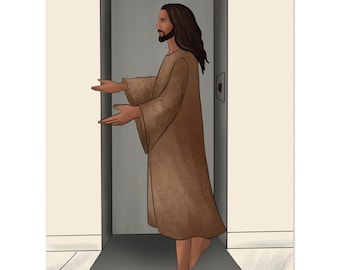 Póster con retrato de Jesús en papel mate de calidad museística y visión realista