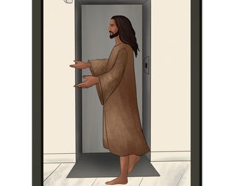 Marco de aluminio con la imagen de Jesús real - Póster enmarcado en metal con papel mate de calidad museística de 13 x 18 cm / 5 x 7 pulgadas