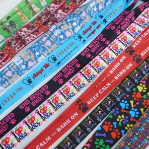 Dogs Rescue - ID Lanyard, Lightweight Single Sided Grosgrain Ribbon, Breakaway, Adult Child Sizes