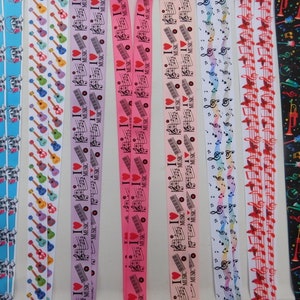 3 yards - muzieknoten gitaren 2 - grosgrain lint - stijl naar keuze - enkelzijdig 7/8", 1"