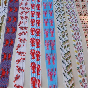 3 Yards - Fishing & Seafood  - Grosgrain Ribbon - Your Choice Style - Single Sided 7/8", 1"