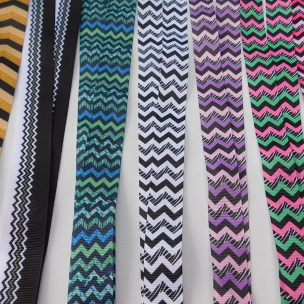 3 Yards - Fancy Chevron - Grosgrain Ribbon - Your Choice Style - Single Sided