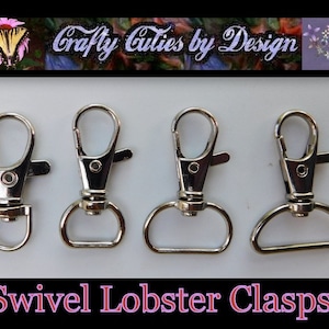 Swivel Lobster Clasp with D Ring - Rotating - 9mm, 13mm, 20mm, 25mm for 3/8&quot; to 1&quot; Ribbon, Fabric, Webbing to make Jewelry, Lanyard, Key Fob