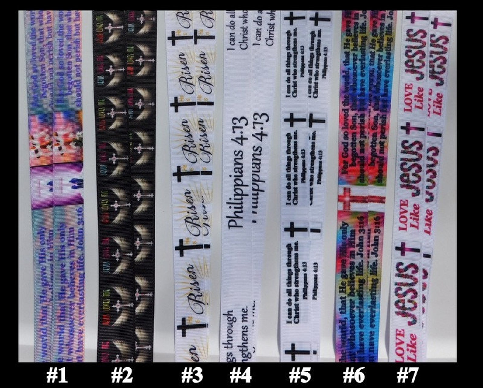 Scripture Verse Ribbon 3 Yards Christian Scripture - John 3:16, Philippians 4 -13, He is Risen ...
