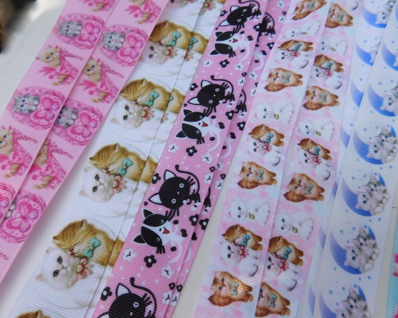 3 Yards - Kitty Cats - Grosgrain Ribbon - Your Choice Style - Single ...